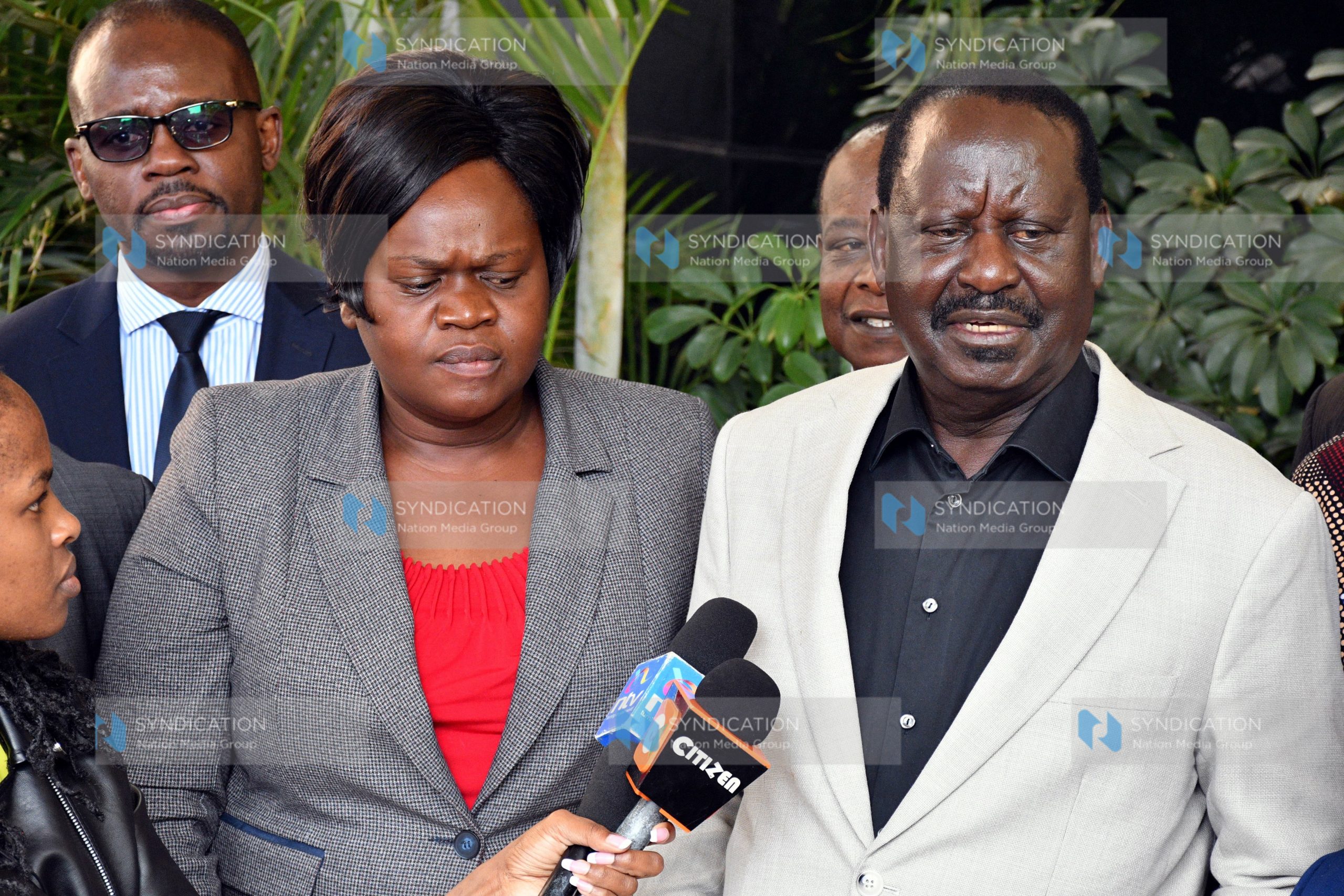 ODM Party leader Raila Odinga briefs media