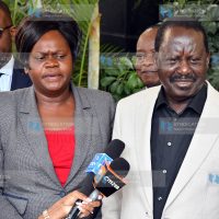 ODM Party Leader Raila Odinga briefs the media