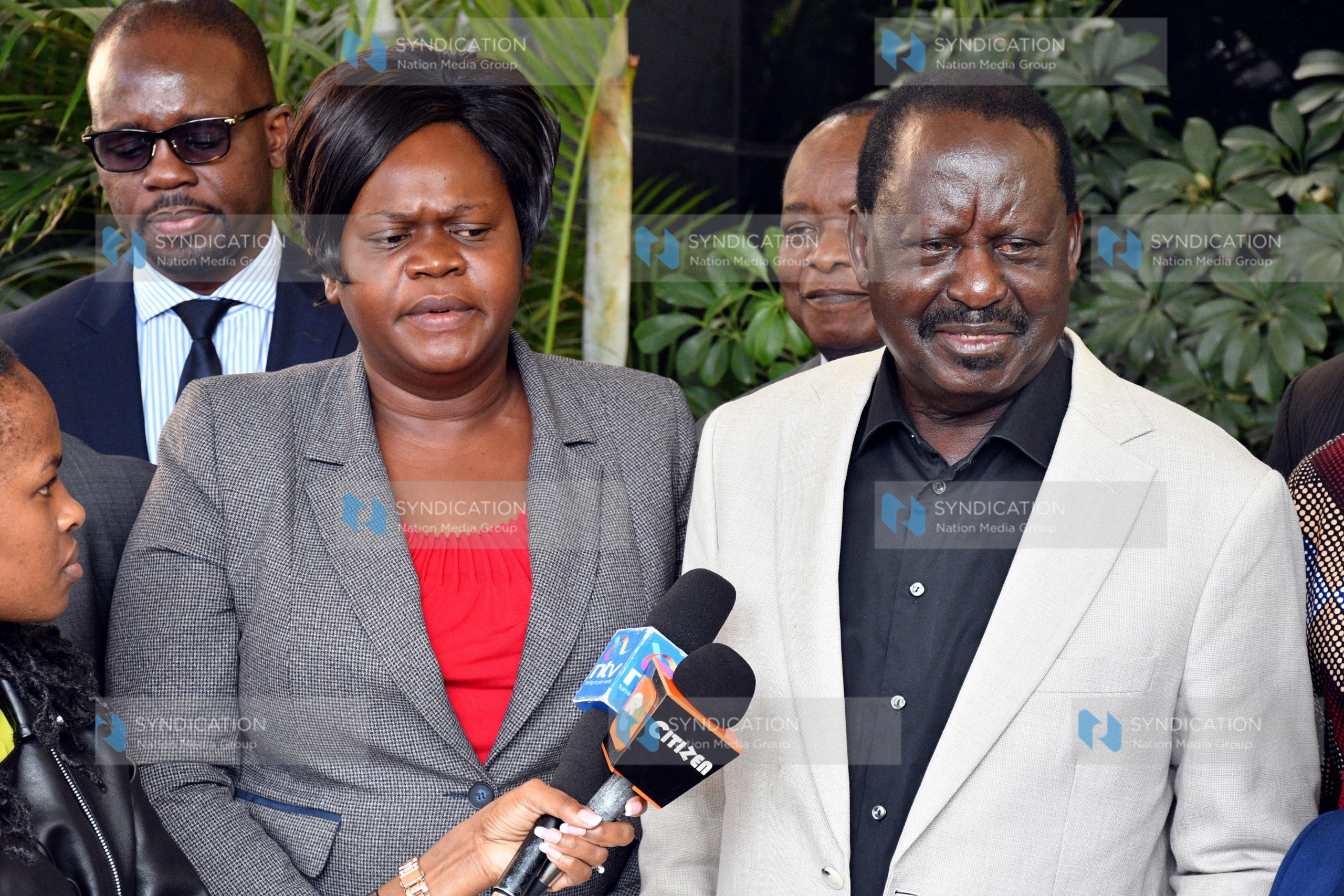 ODM Party Leader Raila Odinga briefs the media