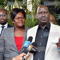 ODM Party leader Raila Odinga briefs media