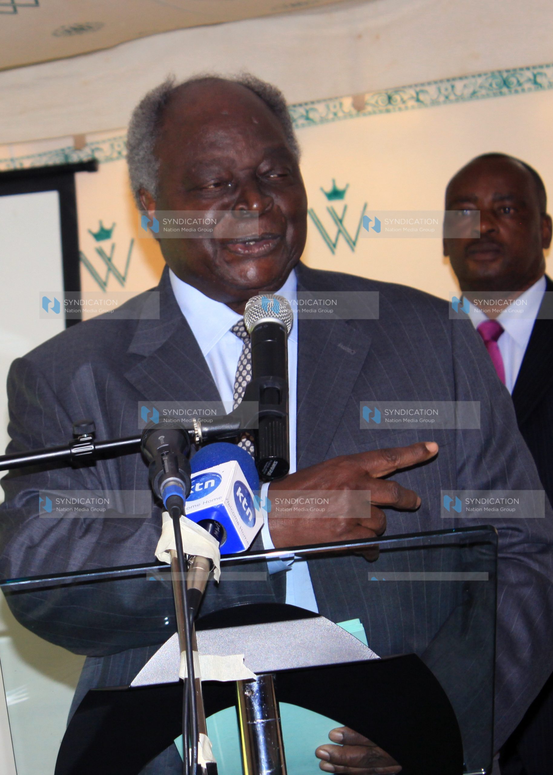 Former President Mwai Kibaki speaks at the Millenium Water Alliance meeting