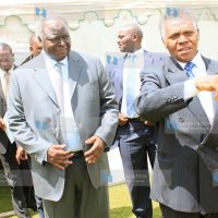 Former President Mwai Kibaki with Nick Wanjohi at the Millenium Water Alliance meeting