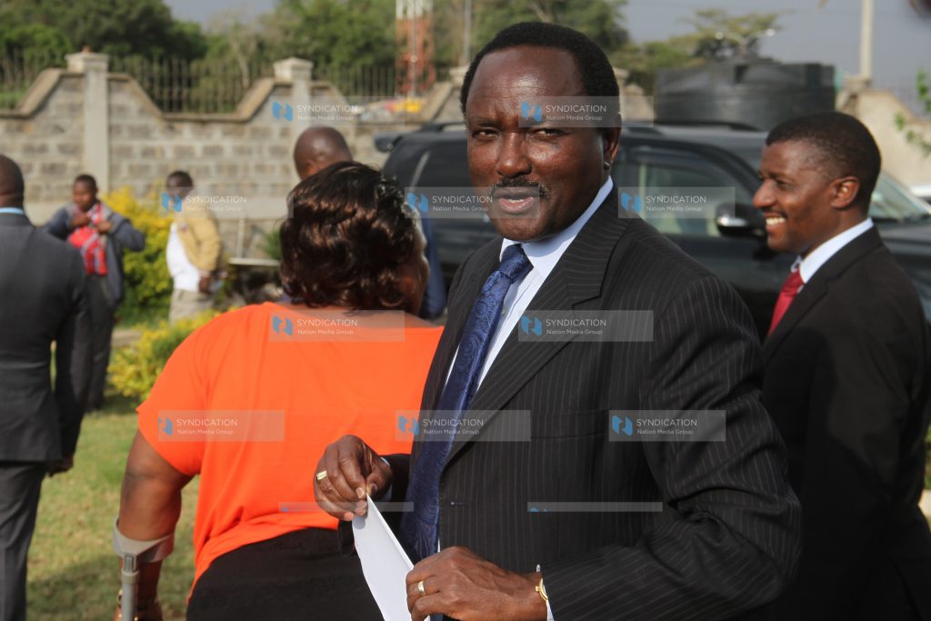 Kalonzo Musyoka addressing the media at Wiper house