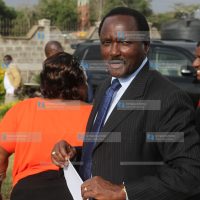 Kalonzo Musyoka addressing the media at Wiper house