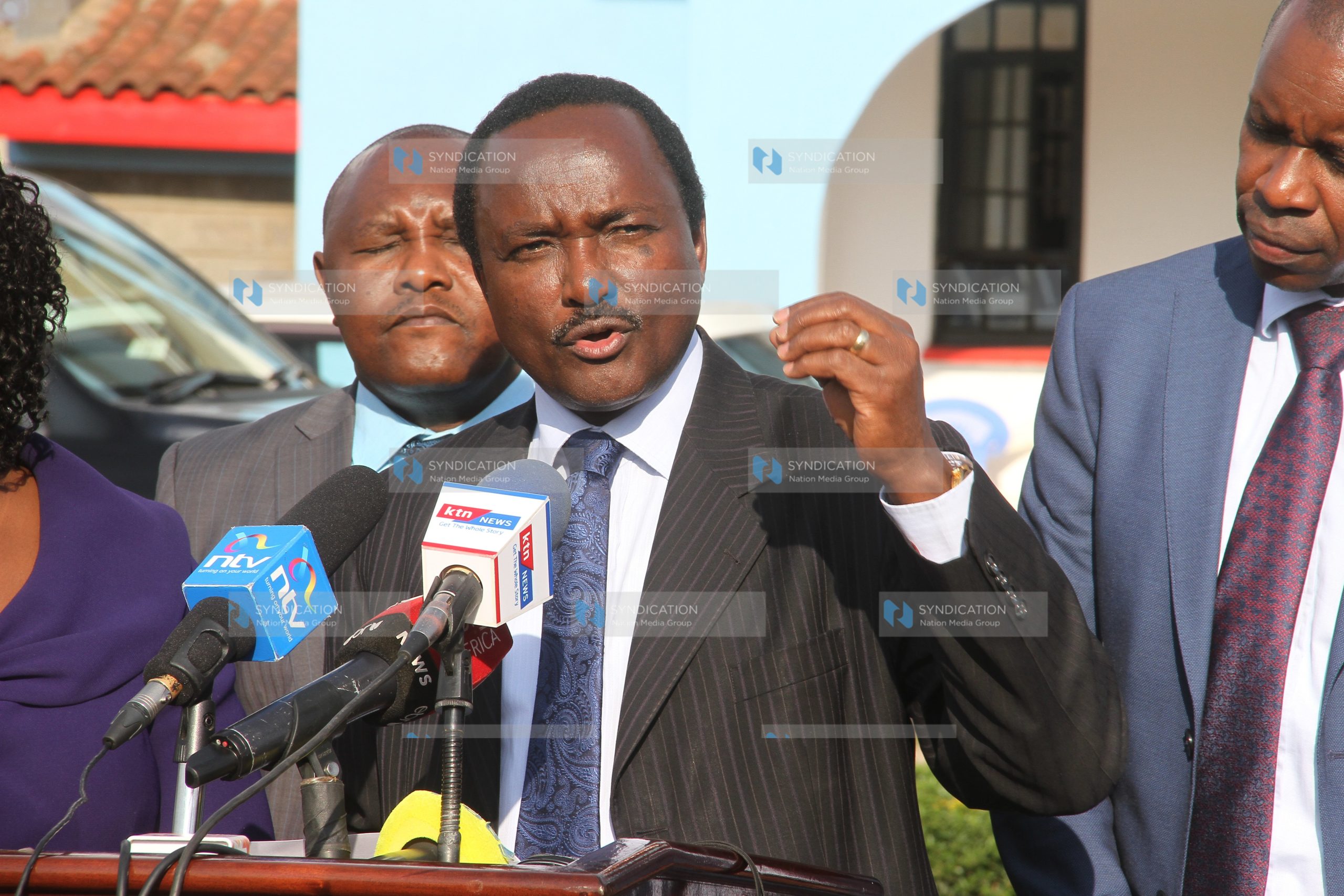 Kalonzo Musyoka addressing the media