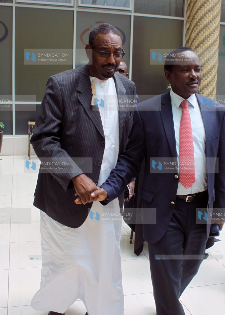 Kalonzo Musyoka (right) with Wiper Democratic Movement Deputy Party Leader Farah Maalim