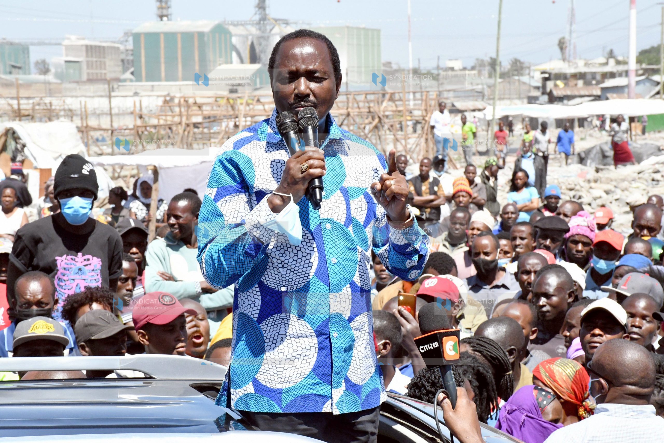 Wiper Party Leader Kalonzo Musyoka addressing his supporters