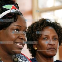 Millie Odhiambo (left) and Naomi Shaban address journalists