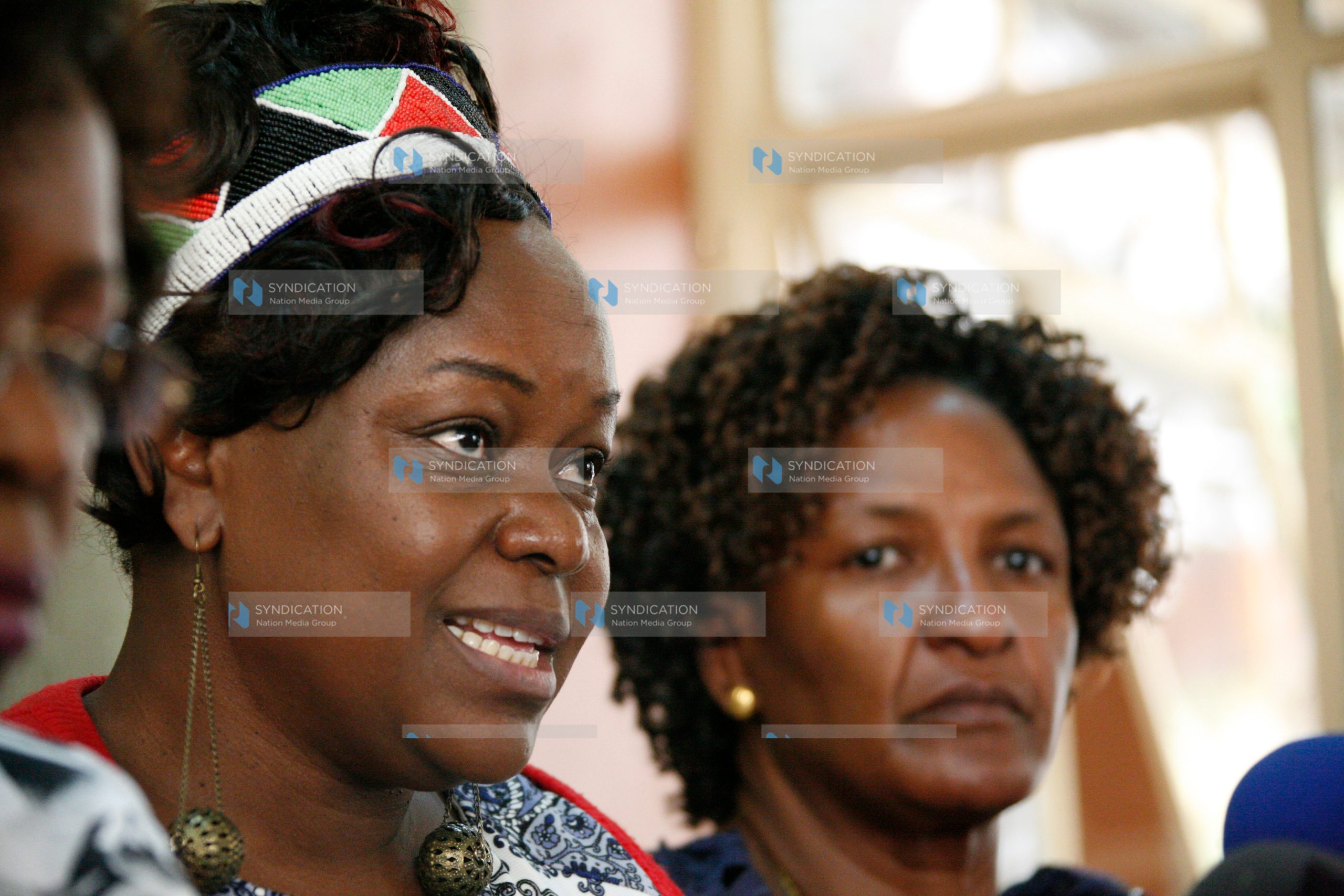 Millie Odhiambo (left) and Naomi Shaban address journalists