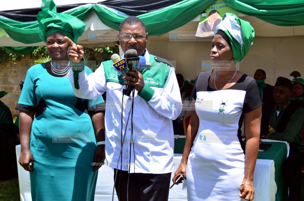 Ford Kenya Party leader Moses Wetangula (centre) addresses guests