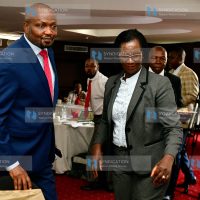 SRC Chairperson Lyn Mengich  welcomes the Cabinet Secretary for Public Service Moses Kuria