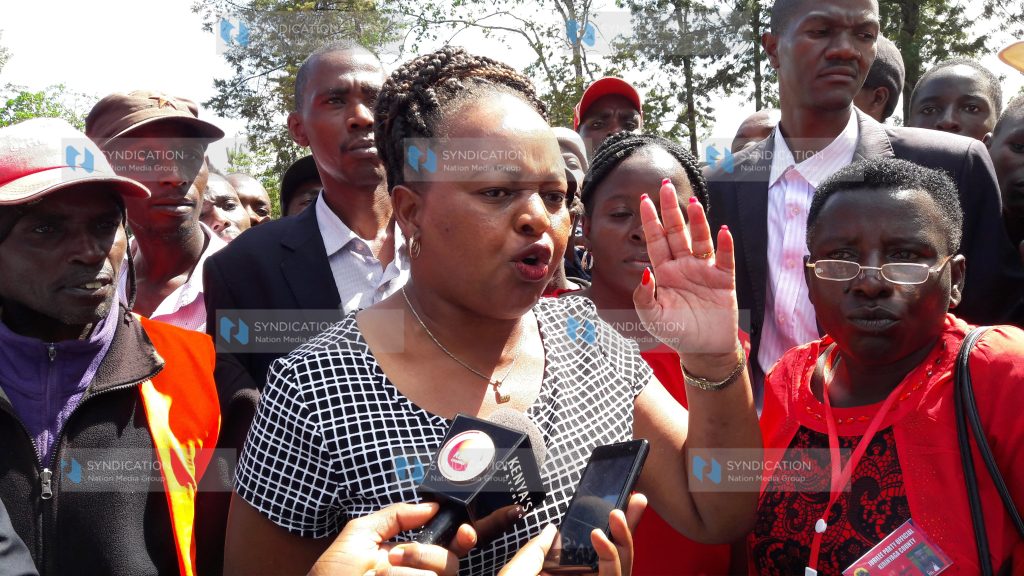 Kirinyaga Jubilee gubernatorial aspirant Anne Waiguru protests