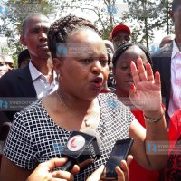 Kirinyaga Jubilee gubernatorial aspirant Anne Waiguru protests