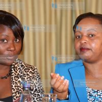 Devolution and Planning Cabinet Secretary Anne Waiguru and KEWOPA Chairperson Cecil Mbarire