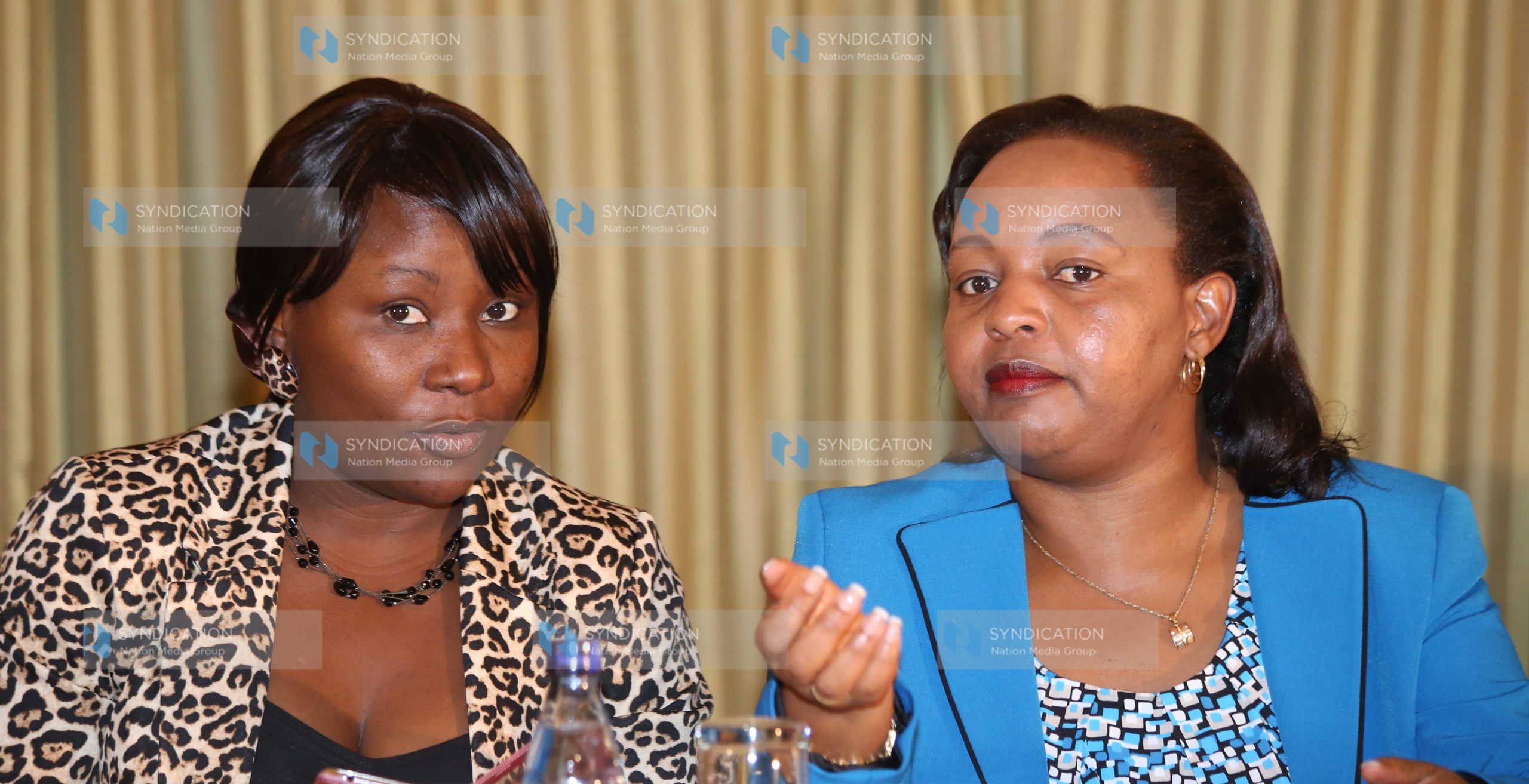 Devolution and Planning Cabinet Secretary Anne Waiguru and KEWOPA Chairperson Cecil Mbarire