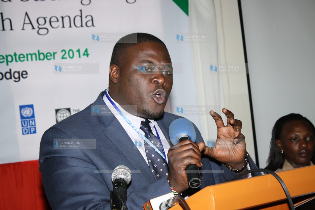 Young Parliamentarian chairman Johnson Sakaja speaks