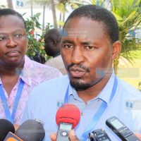 Devolution Cabinet Secretary Mwangi Kiunjuri addresses the press