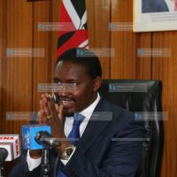Agriculture CS Mwangi Kiunjuri addresses journalists at Kilimo House