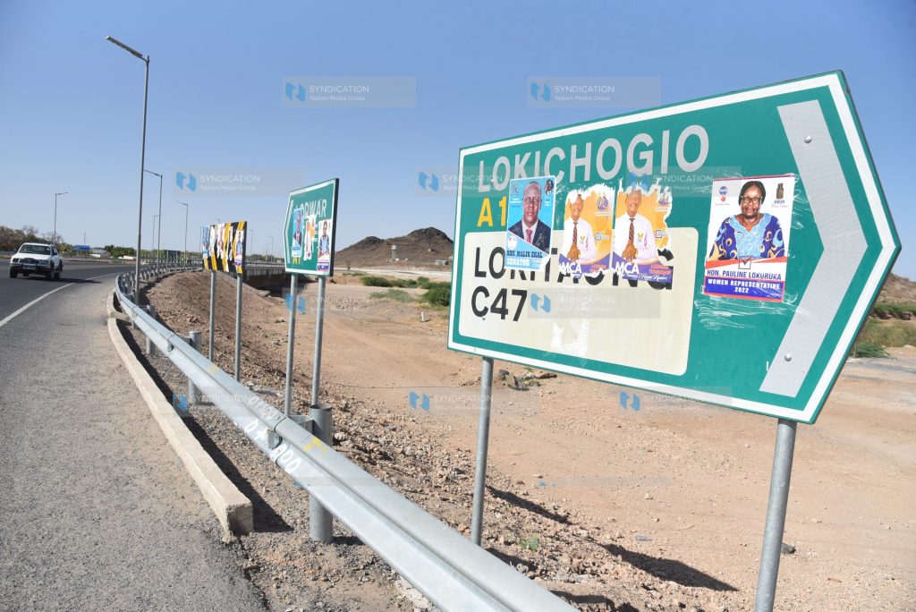 A motorist navigates Kawalase in Lodwar town, Turkana County