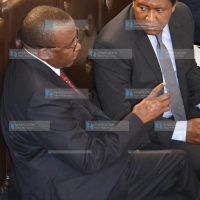 Meru Senator Mithika Linturi (left) and Narok Senator Ledama ole Kina