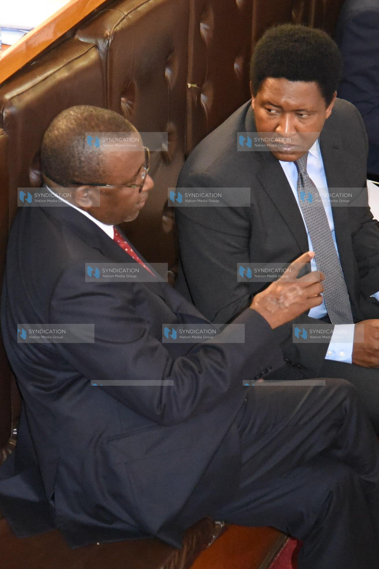 Meru Senator Mithika Linturi (left) and Narok Senator Ledama ole Kina