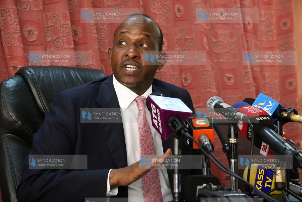National Assembly Majority Leader Aden Duale address the media