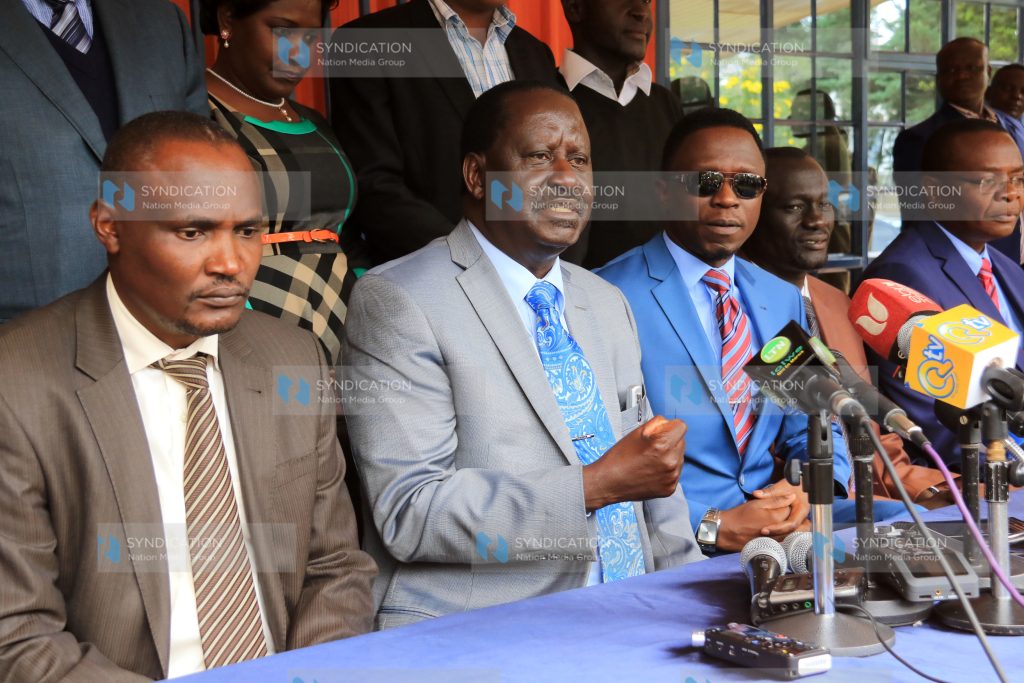Raila Odinga (2nd left) with some members of ODM Central Management committee