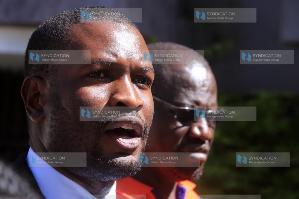 ODM party Secretary General Edwin Sifuna (left) address the media