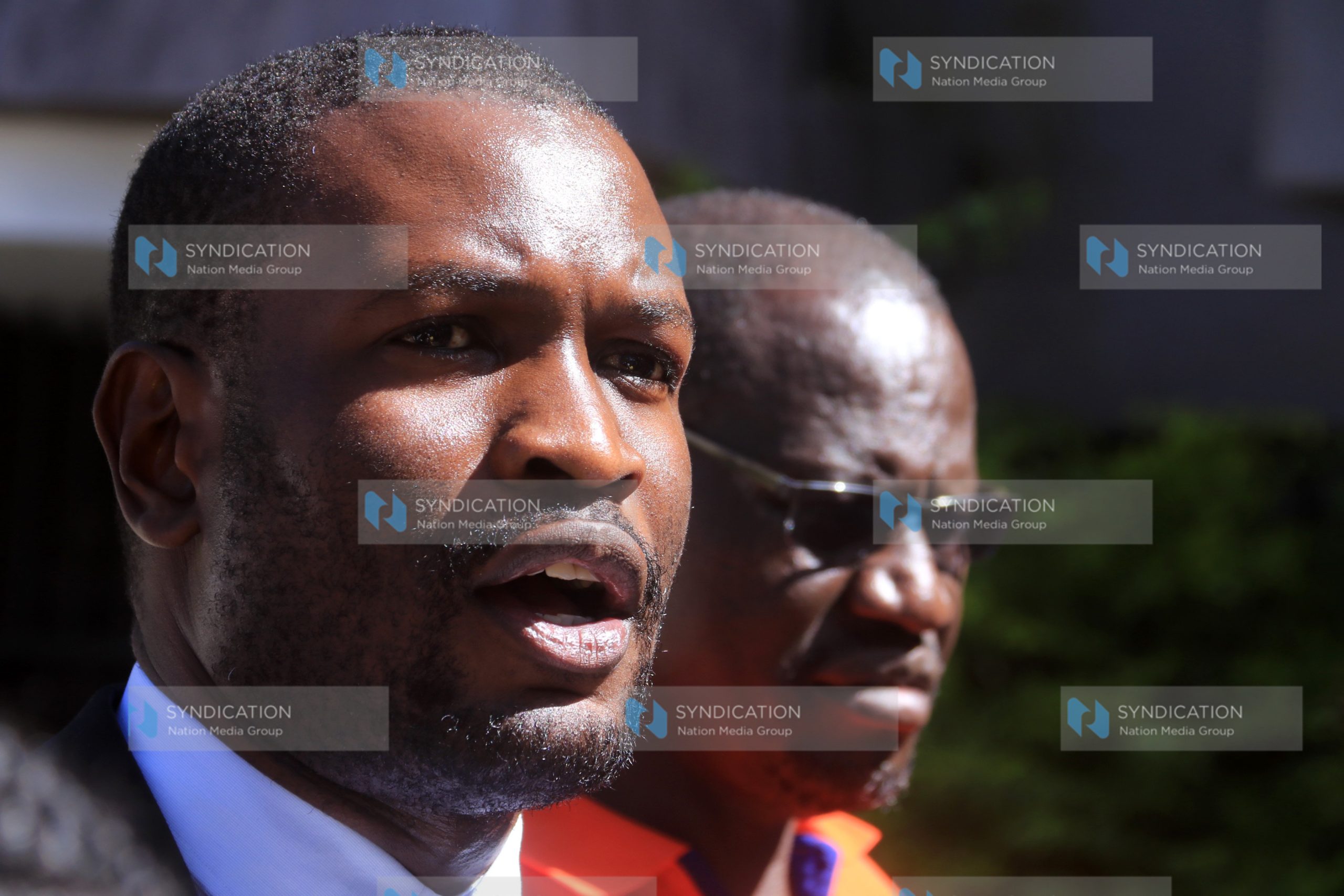 ODM party Secretary General Edwin Sifuna (left) address the media