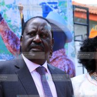 ODM leader Raila Odinga [L] with Former Kasarani MP Elizabeth Ongoro