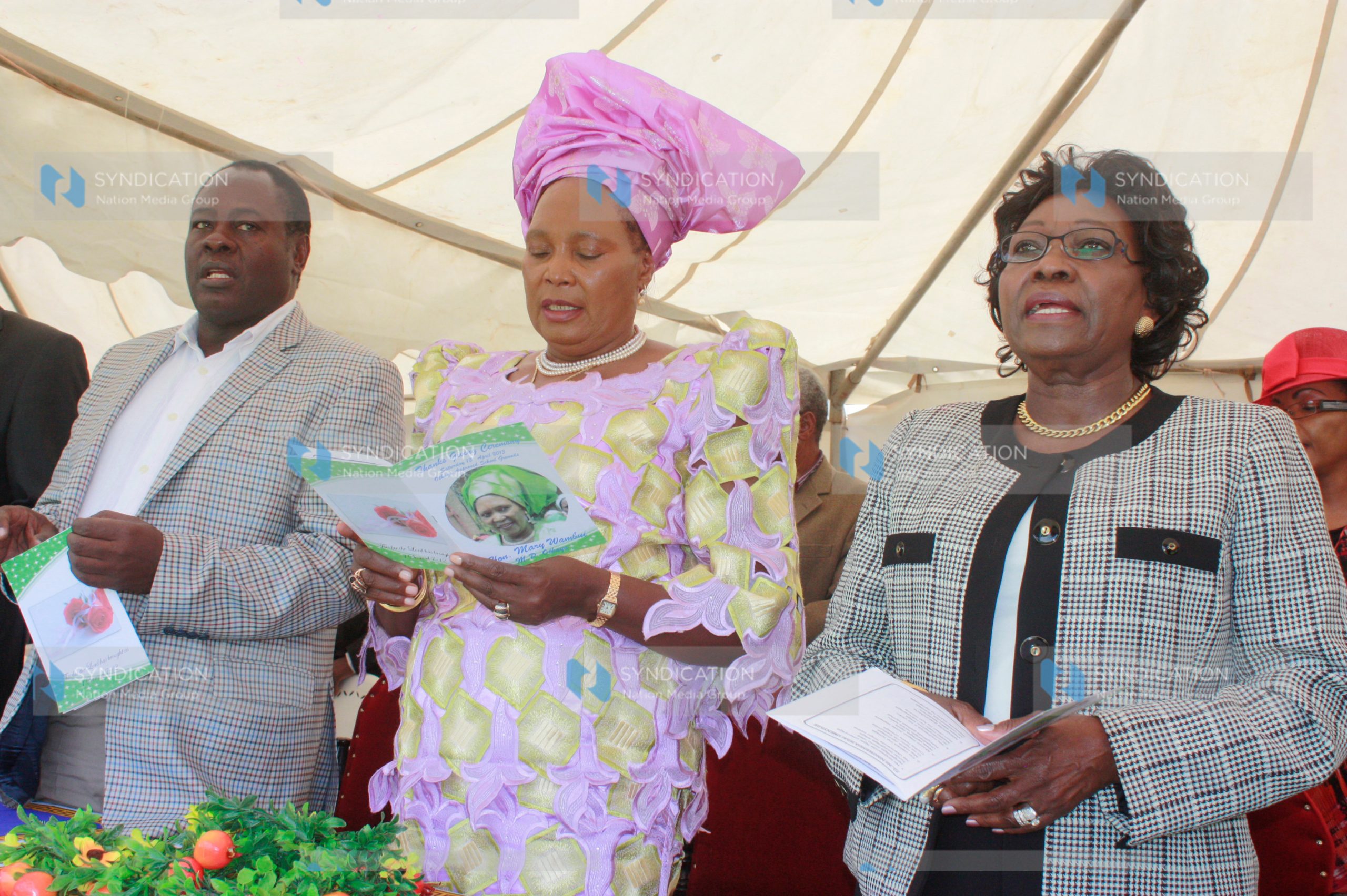 Nyeri County Governor Nderitu Gachagua, Othaya MP Mary Wambui, and Senator Beth Mugo