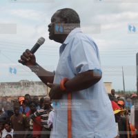 Former Ndhiwa MP Otieno Ogingo addresses a political gathering