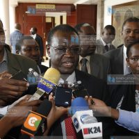 Members of the PNU coalition lead by Energy Minister Kiraitu Murungi (center)