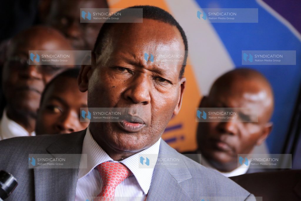 Cabinet Secretary for Interior and Coordination Joseph ole Nkaissery addresses the media