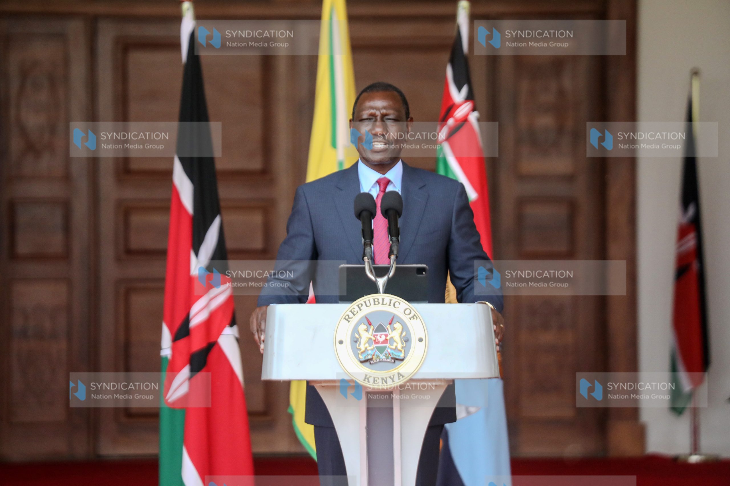 President William Ruto addressing journalists at State House