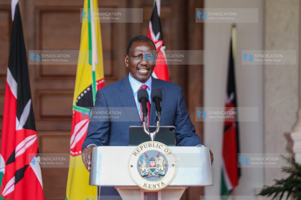 President William Ruto addressing journalists at State House