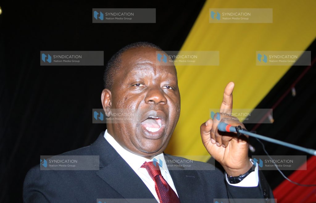 Dr. Fred Matiang'i addressing guests during farewell party