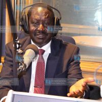 Raila Odinga during an interview at Nation FM studios
