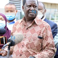 ODM leader Raila Odinga address the media