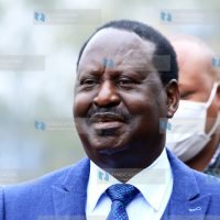 ODM leader Raila Odinga addresses the media at his Capitol Hill office