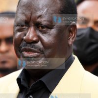 ODM leader Raila Odinga addressing the press at Serena hotel