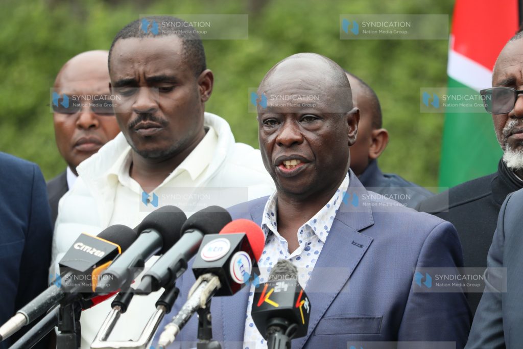 Democracy for the Citizens Party leader Rigathi Gachagua addressing journalists