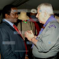 Vice President Kalonzo Musyoka chats with Mr. Luc Panisod, Secretary General of the World Organization of the Scout Movement