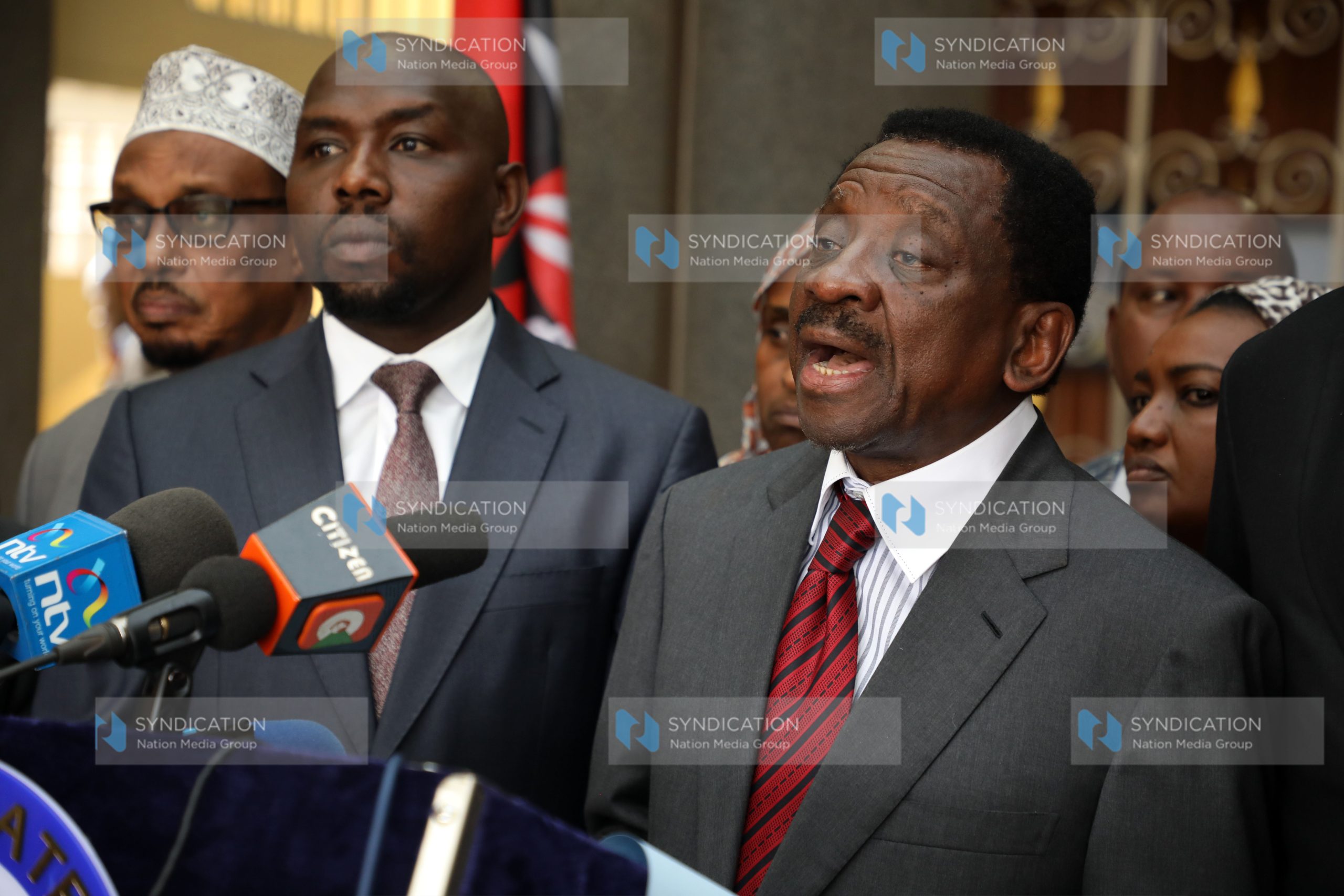 Senate Minority Leader James Orengo flanked by other senators