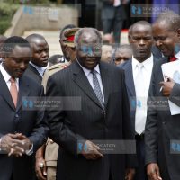 President Mwai Kibaki, Vice President Kalonzo Musyoka and Housing minister Soita Shitanda during the official opening ceremony of the 30th Annual General meeting of shelter Afrique