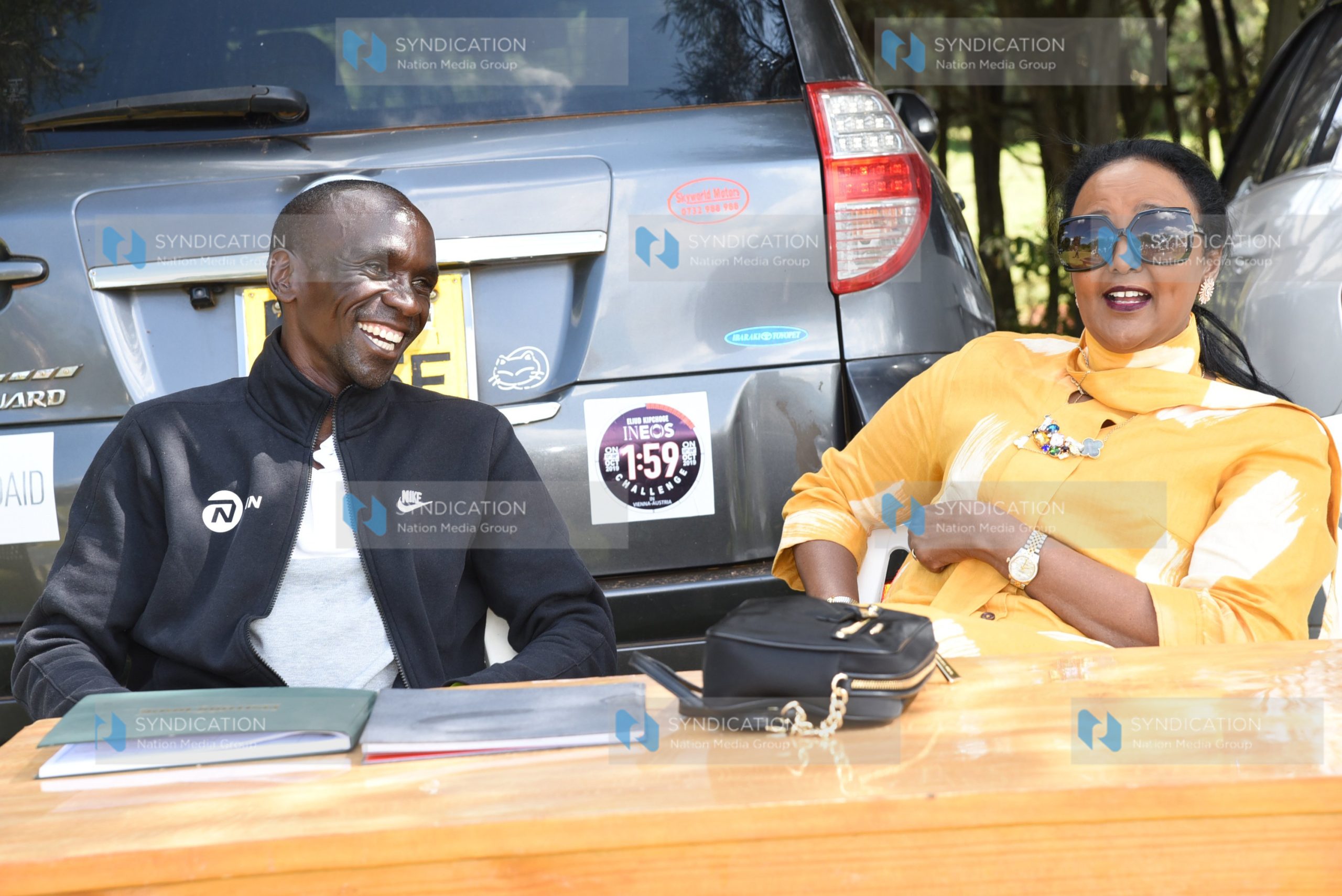 Sports Cabinet Secretary Amina Mohammed and World Marathon Record Holder, Eliud Kipchoge