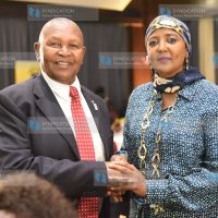 Legendary athlete Kipchoge Keino and Sports Cabinet Secretary Amina Mohamed