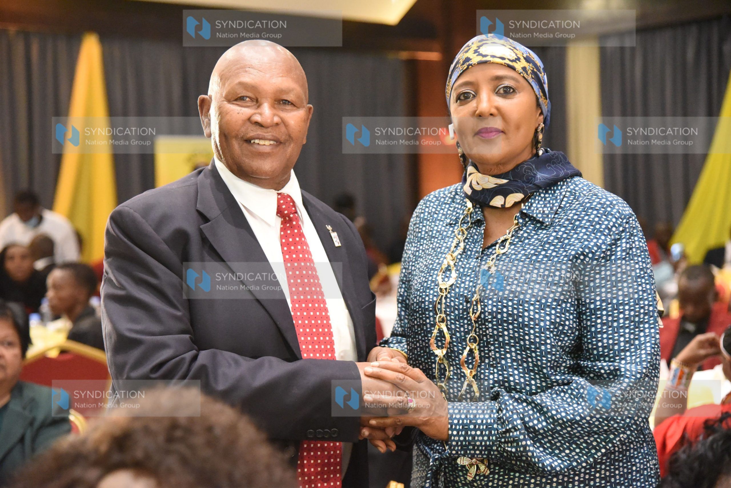 Legendary athlete Kipchoge Keino and Sports Cabinet Secretary Amina Mohamed