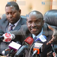 TUC-Ke leaders secretary general Wilson Sossion addresses the media