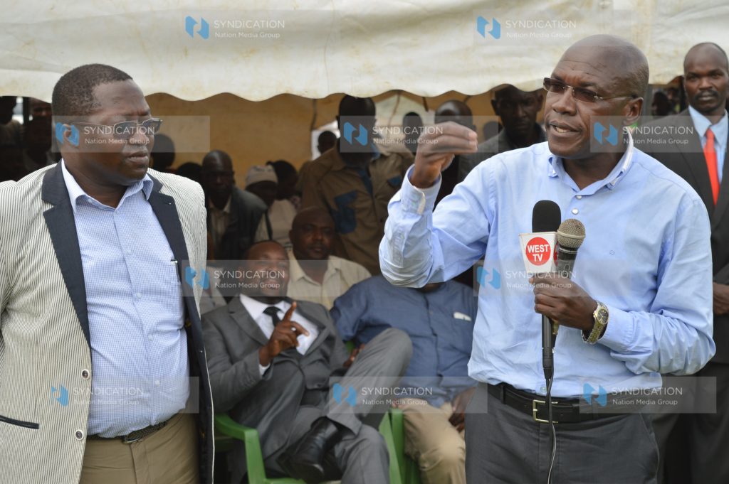 Kakamega Senator Dr. Boni Khalwale and Ikolomani MP Bernard Shinali differ sharply with political activist Stanley Livondo